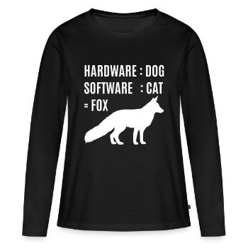 Fuchs Hardware Hund Software Katze - Frauen Premium Bio Langarmshirt - Schwarz - Vorne - Julia (174cm)