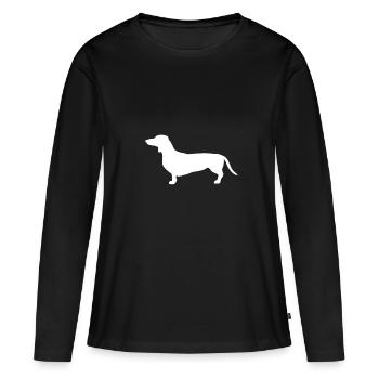 Dackel - Frauen Premium Bio Langarmshirt - Schwarz - Vorne - Julia (174cm)