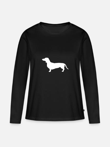Dackel - Frauen Premium Bio Langarmshirt - Schwarz