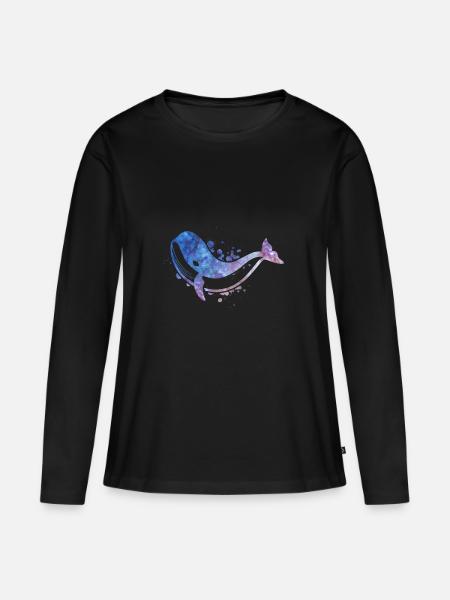 Walfisch - Frauen Premium Bio Langarmshirt - Schwarz