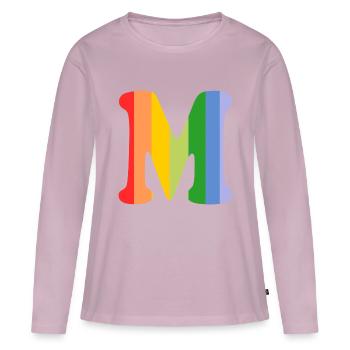 Buchstabe M Regenbogen - Frauen Premium Bio Langarmshirt - Altrosa - Vorne - Julia (174cm)