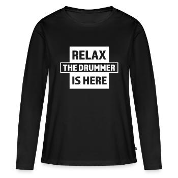 Batteur de rock - T-shirt manches longues Premium bio Femme - noir - Devant - Julia (174cm)