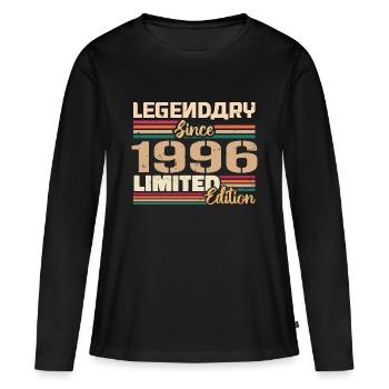Millésime 1996 1996 Anniversaire né en 1996 - T-shirt manches longues Premium bio Femme - noir - Devant - Julia (174cm)