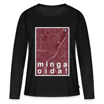 Munich hipster carte de la ville rouge minga oida! - T-shirt manches longues Premium bio Femme - noir - Devant - Julia (174cm)