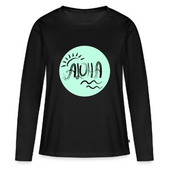 Aloha - T-shirt manches longues Premium bio Femme - noir - Devant - Julia (174cm)