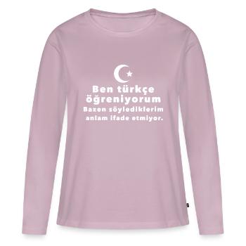 learn Turkish - Women's Premium Organic Long Sleeve Shirt - dusky pink - Front - Julia (174cm)