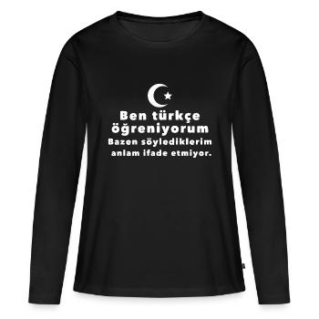 Apprendre le turc - T-shirt manches longues Premium bio Femme - noir - Devant - Julia (174cm)