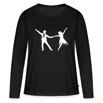Swing Tanzpaar - Frauen Premium Bio Langarmshirt - Schwarz - Vorne - Julia (174cm)