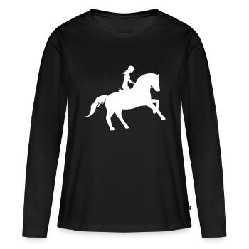 L’élégance équestre - T-shirt manches longues Premium bio Femme - noir - Devant - Julia (174cm)