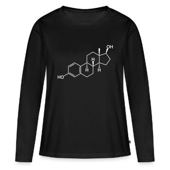 L'œstrogène (estradiol) - T-shirt manches longues Premium bio Femme - noir - Devant - Julia (174cm)