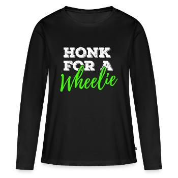 Klaxonner pour un vélo de moto Wheelie disant - T-shirt manches longues Premium bio Femme - noir - Devant - Julia (174cm)