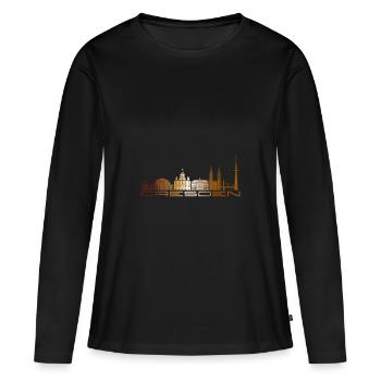 Dresde - T-shirt manches longues Premium bio Femme - noir - Devant - Julia (174cm)