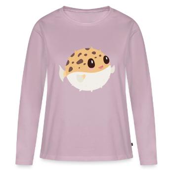 Poisson-globe - T-shirt manches longues Premium bio Femme - rose poudré - Devant - Julia (174cm)