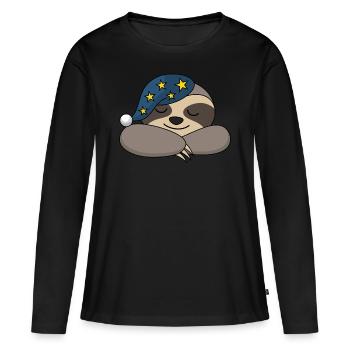 Paresseux Sleepyhead Sleepy Sleeper Fatigué de dormir - T-shirt manches longues Premium bio Femme - noir - Devant - Julia (174cm)