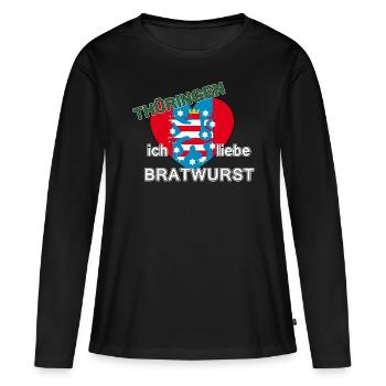 Thüringen - ich liebe Bratwurst - Frauen Premium Bio Langarmshirt - Schwarz - Vorne - Julia (174cm)