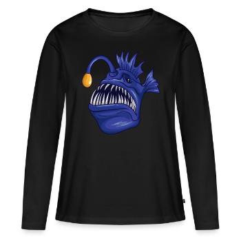Gruseliger Anglerfisch - Frauen Premium Bio Langarmshirt - Schwarz - Vorne - Julia (174cm)