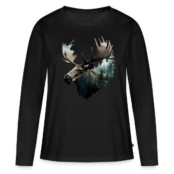 Élan - T-shirt manches longues Premium bio Femme - noir - Devant - Julia (174cm)