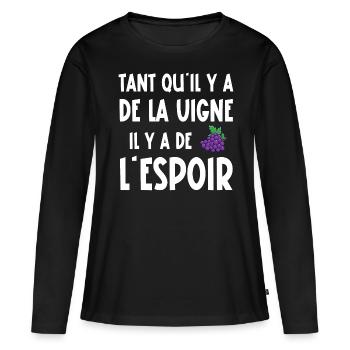 tant qu'il y a de la vigne - T-shirt manches longues Premium bio Femme - noir - Devant - Julia (174cm)