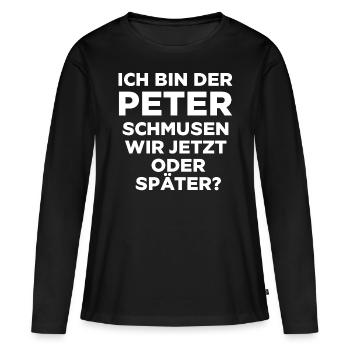 Je suis la ligne de drague de Peter Flirting - T-shirt manches longues Premium bio Femme - noir - Devant - Julia (174cm)