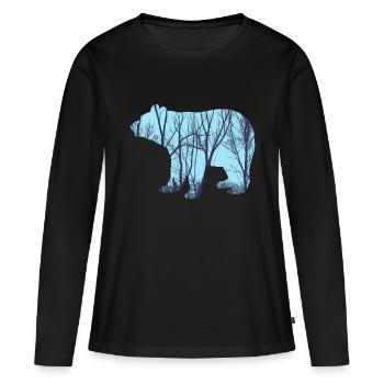 arbres animaux graphique graphique - T-shirt manches longues Premium bio Femme - noir - Devant - Julia (174cm)