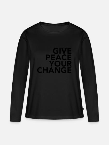 FRIEDEN SCHENKEN - Frauen Premium Bio Langarmshirt - Schwarz