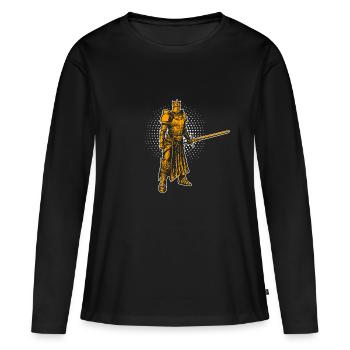 Chevalier moyen age - T-shirt manches longues Premium bio Femme - noir - Devant - Julia (174cm)