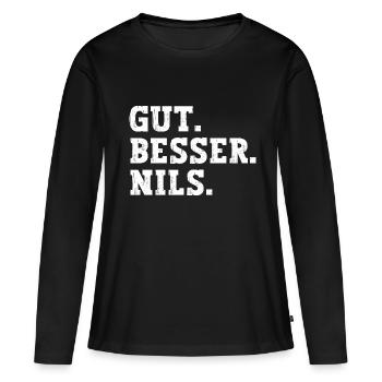 Gut Besser Nils Lustiger Spruch Name Nils - Frauen Premium Bio Langarmshirt - Schwarz - Vorne - Julia (174cm)