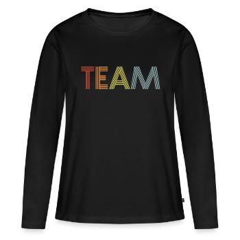 Équipe - T-shirt manches longues Premium bio Femme - noir - Devant - Julia (174cm)