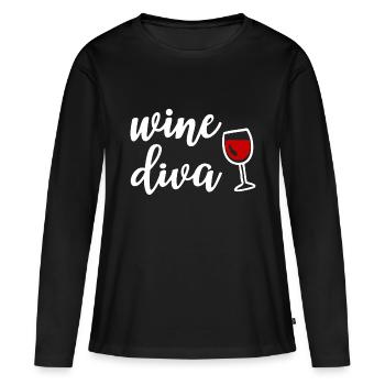 Wine Diva Women Wine Lovers - Women's Premium Organic Long Sleeve Shirt - black - Front - Julia (174cm)