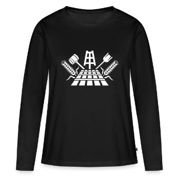 Brasserie de bière - T-shirt manches longues Premium bio Femme - noir - Devant - Julia (174cm)