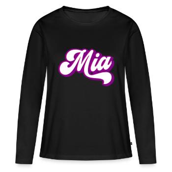 Mia | Couleurs changeantes - T-shirt manches longues Premium bio Femme - noir - Devant - Julia (174cm)