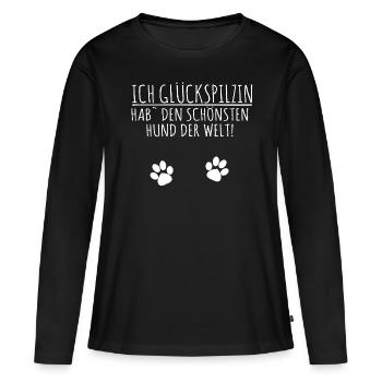 Der schönste Hund der Welt - Spruch - Frauen Premium Bio Langarmshirt - Schwarz - Vorne - Julia (174cm)