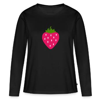strawberry - Women's Premium Organic Long Sleeve Shirt - black - Front - Julia (174cm)