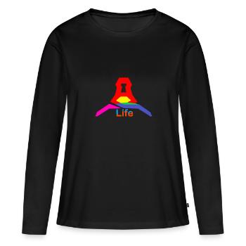 Life, Wiltsch, Durable, Effronté, Drôle, Cool - T-shirt manches longues Premium bio Femme - noir - Devant - Julia (174cm)