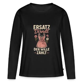 Ersatz Dirndl – Der Wille zählt - Frauen Premium Bio Langarmshirt - Schwarz - Vorne - Julia (174cm)