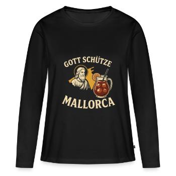 Que Dieu bénisse Majorque – Sangria & Sun - T-shirt manches longues Premium bio Femme - noir - Devant - Julia (174cm)