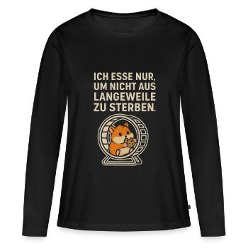 Je ne mange que par ennui - T-shirt manches longues Premium bio Femme - noir - Devant - Julia (174cm)