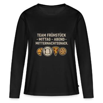 Équipe Petit-déjeuner Déjeuner Dîner Minuit Collation - T-shirt manches longues Premium bio Femme - noir - Devant - Julia (174cm)