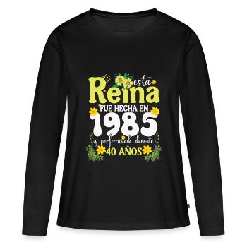40 ans anniversaire cadeau femme fabriqué en 1985 - T-shirt manches longues Premium bio Femme - noir - Devant - Julia (174cm)