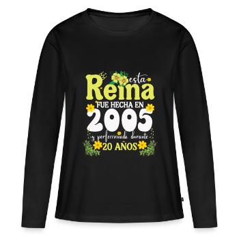 20 Année 2005 Vintage Rétro Cadeau d’anniversaire - T-shirt manches longues Premium bio Femme - noir - Devant - Julia (174cm)