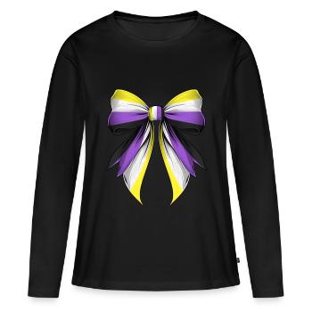 Coquette Bogen Non Binary Stolz Flagge LGBTQ - Frauen Premium Bio Langarmshirt - Schwarz - Vorne - Julia (174cm)