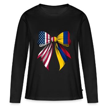 Coquette Boucle Racines Colombie Héritage - T-shirt manches longues Premium bio Femme - noir - Devant - Julia (174cm)