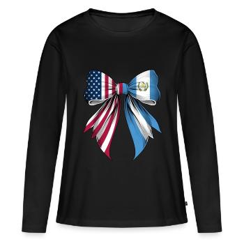 Boucle Coquette Racines Guatemala - T-shirt manches longues Premium bio Femme - noir - Devant - Julia (174cm)
