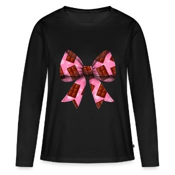 Motif de barre chocolatée Coquette Bow - T-shirt manches longues Premium bio Femme - noir - Devant - Julia (174cm)