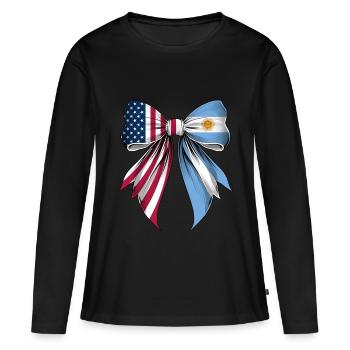 Coquette Arc Argentine Racines Argentine - T-shirt manches longues Premium bio Femme - noir - Devant - Julia (174cm)