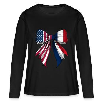 Coquette Bow France Racines Héritage - T-shirt manches longues Premium bio Femme - noir - Devant - Julia (174cm)