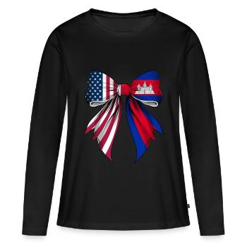 Coquette Arc Cambodge Racines Héritage - T-shirt manches longues Premium bio Femme - noir - Devant - Julia (174cm)
