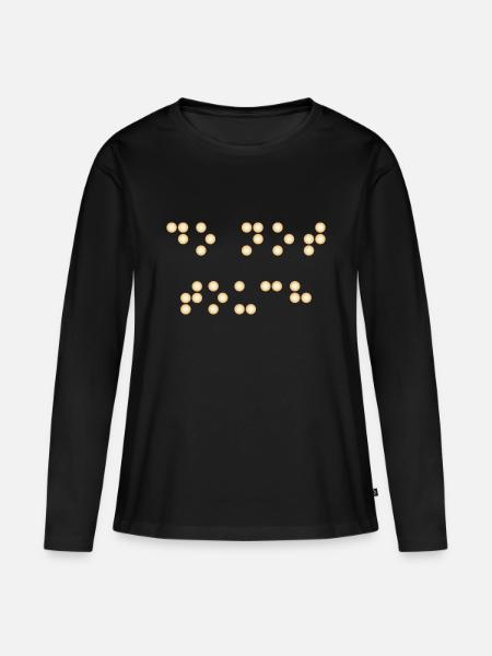 Blindenschrift - Frauen Premium Bio Langarmshirt - Schwarz