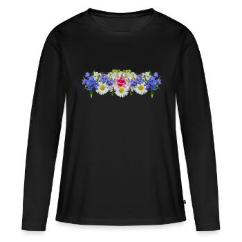 Blossom dream fleurs fleurs printemps été chemise - T-shirt manches longues Premium bio Femme - noir - Devant - Julia (174cm)