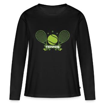 tennis tennis racket tennis ball tennis court tenn - Frauen Premium Bio Langarmshirt - Schwarz - Vorne - Julia (174cm)